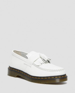 Zapatos Dr Martens Adrian Yellow Stitch Cuero Tassel Loafers Mujer Blancas | CostaRica_Dr37088